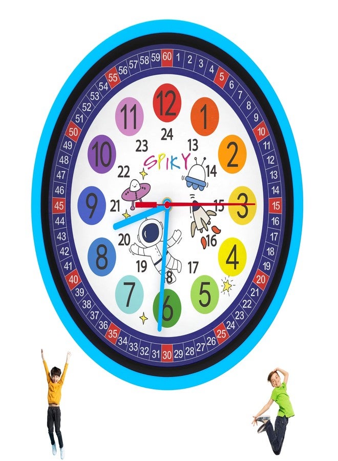 SPIKY Kids Stylish Wall Clock for Bedroom, Living Room, Classroom, Decorative Wall Clock, Playroom and Nursery | Multi Coloured Hour and Minutes Hand | Return Gift | Birthday Gift for Boys and Girls - Image 1